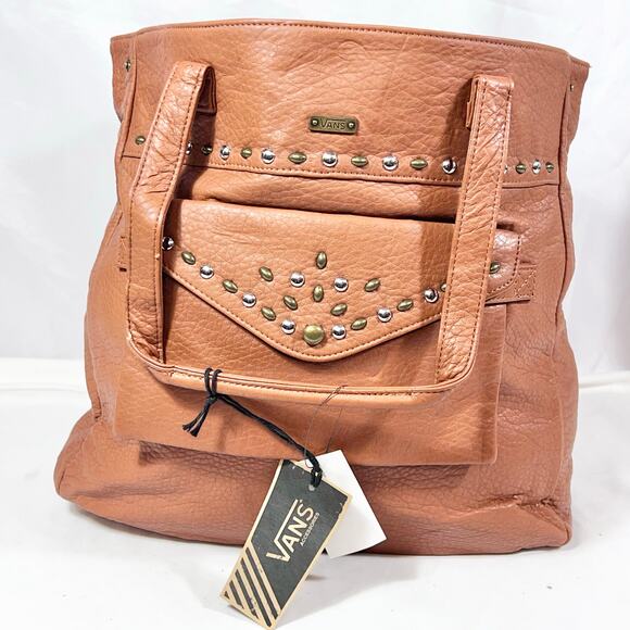 Vans Gypsy Tote Satchel Bag Brown Mocha Bisque Hobo Studded Western New - Picture 2 of 14